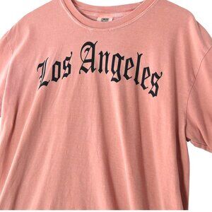 Comfort Colors Los Angeles T-Shirt Size L Pink Gothic Graphic Streetwear Retro